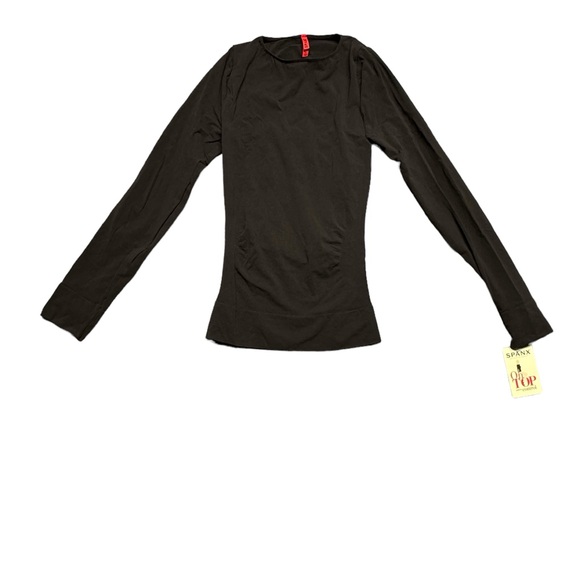 Spanx On Top And In Control Sophisticated Long Sleeve Crew Neck Top 1X Brown - Picture 2 of 16